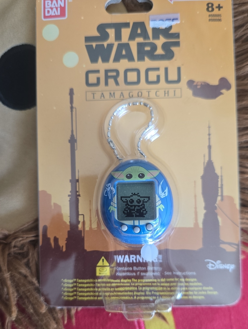 Star Wars Grogu Tamagotchi Blue Keychain Pocket Pet